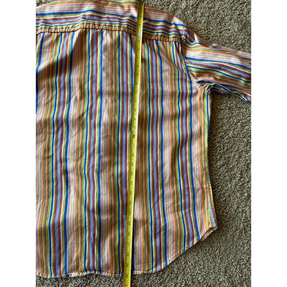 Robert Graham Bright Multi Colored Vertical Striped XL Button Down Dress Shirt - Picture 8 of 9